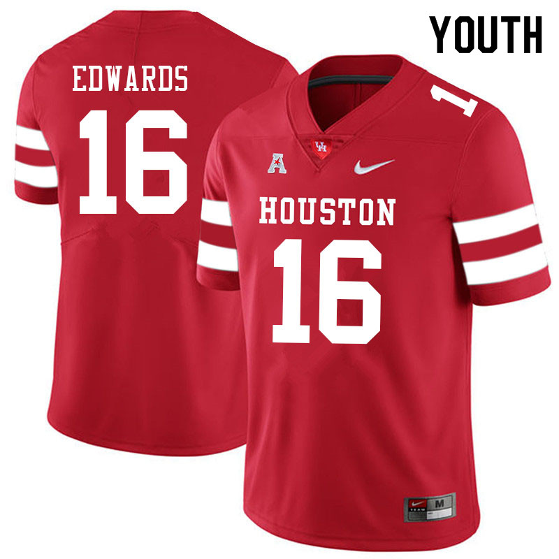 Youth #16 Holman Edwards Houston Cougars College Football Jerseys Sale-Red - Click Image to Close